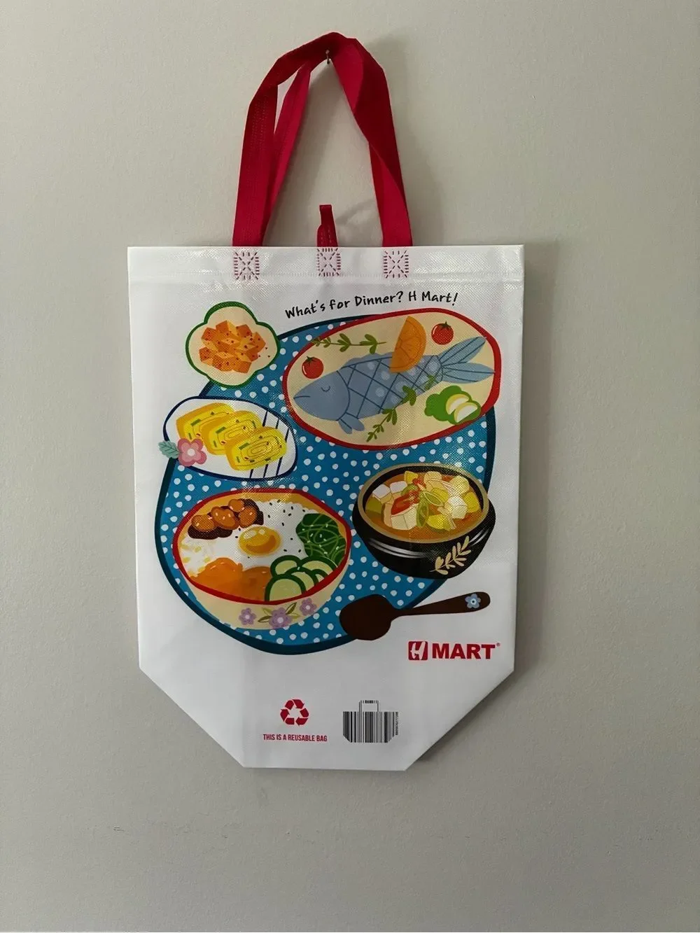 NWOT HMart “What’s for Dinner?” Reusable Tote Bag – Korean Food Graphic
